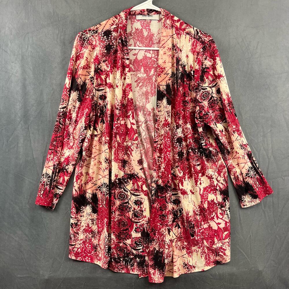 Jones Studio Y2K Petite XL Open Front floral 3/4 Length Sleeve Cardigan Kimono